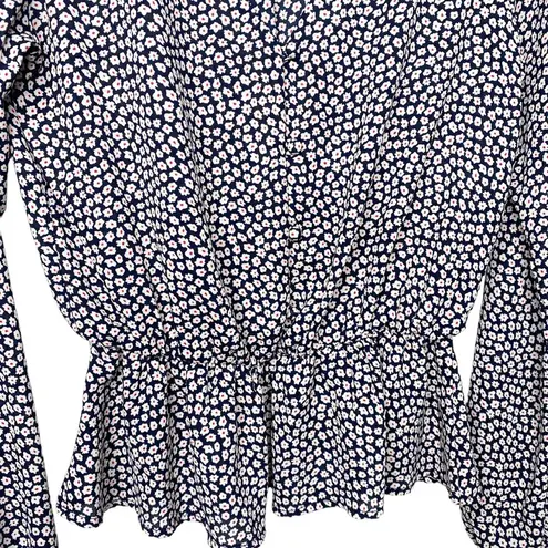 Sienna Sky  navy blue daisy cropped blouse