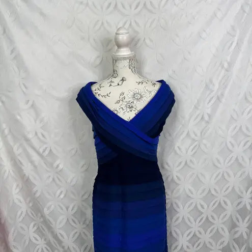 Tadashi Shoji Blue Ombre Bandage Pleated Dress Size M