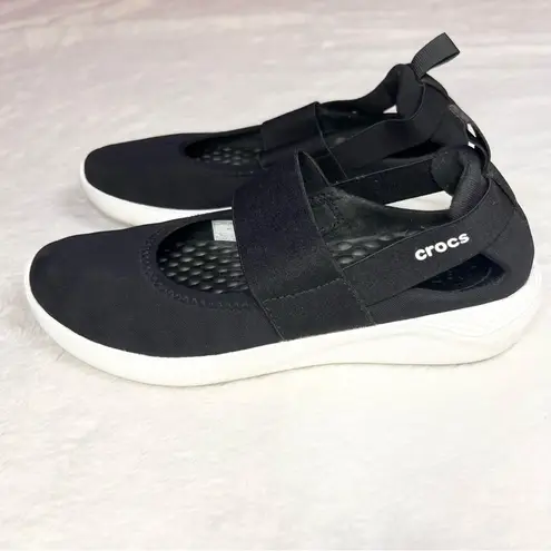 Crocs LiteRide Mary Jane Sneakers Black & White Size 7