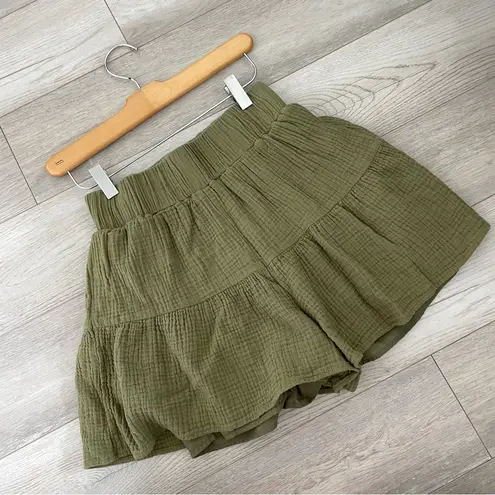 Kourt Summer Shorts cotton gauze womens Green (medium) casual summer vacation