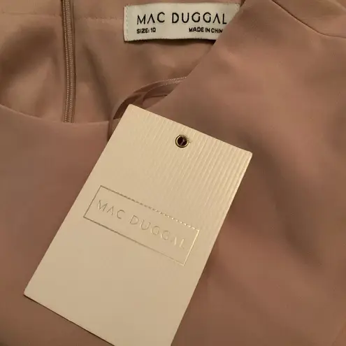 Mac Duggal 11854 Pink Crepe 3/4 Sleeve A-line Gown With Flower Trim