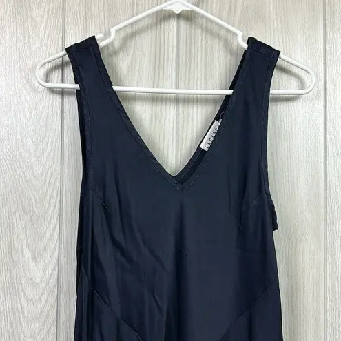 Lacausa Women Slip Dress Large Navy Blue Satin Sleeveless Satin Evening Cocktail