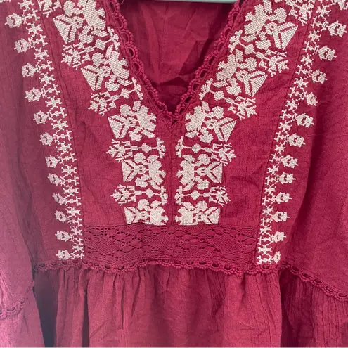 Sundance Peasant Bohemian Embroidered Lantern Sleeve Top in size M Size M