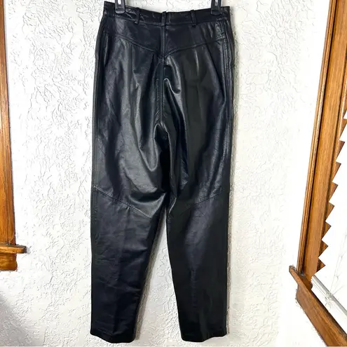 VTG 80’s Black Leather E Style High Waisted Straight Leg Pants Size 10