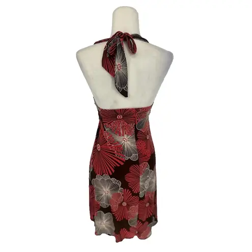 Speechless VTG  Y2K Floral Halter Dress Size Small Padded Empire Waist Brown