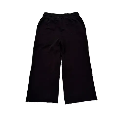 Pact Black Wide Leg Crop Sweatpants Lounge Pants Drawstring Elastic Waist L