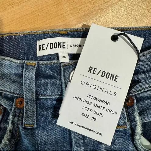 RE/DONE NWT  High Rise Ankle Crop Aged Blue Size 26