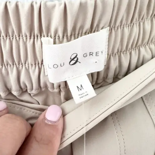 Lou & Grey Beige Wanderweave Cargo Style Straight Wide Leg Pants New Medium