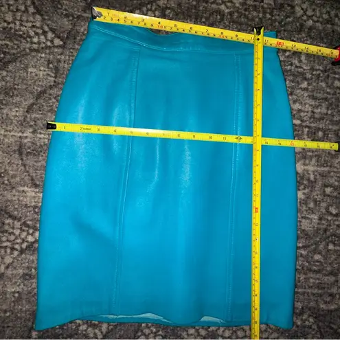 Firenze Santa Barbara Vintage Women’s 4 Teal Blue Green Leather Straight Skirt
