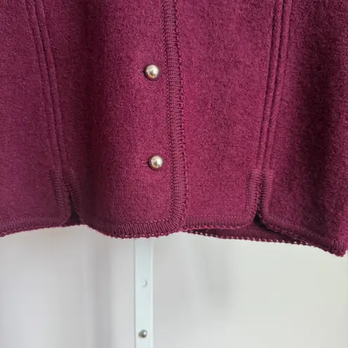 The Eagle's Eye Vintage Womens Boiled Wool Cardigan Sweater Burgundy Size 8 NWT Purple
