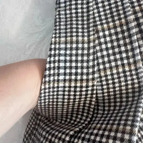 Free Assembly Pleated Neutral Plaid Cotton Skirt with Pockets Size 4 Black