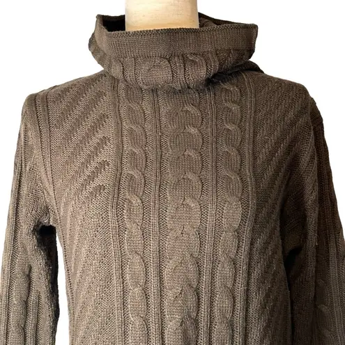 Ninovino Chocolate Brown Cable Knit Turtleneck Sweater Tunic 100% Acrylic Medium