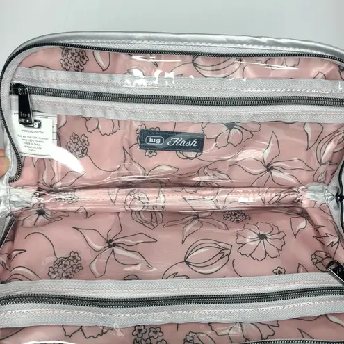 Lug Flash Cosmetic Pouch Silver Lay Flat Makeup Bag Case