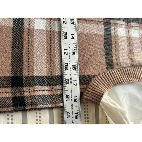 Tahari Plaid Brown Collared Two In One Long Sleeve Sweater Vest Dress Sm