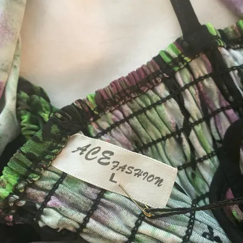 ACE Fashion ACE Tropical Floral Halter Dress L NWT