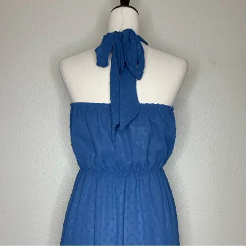 PRETTYGARDEN NWT Pretty Garden Blue Halter Tiered Maxi Dress