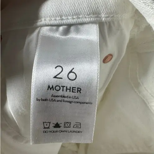 Mother Stunner Zip Ankle Step Fray Jean Women 26 Little Miss Innocent Distressed White