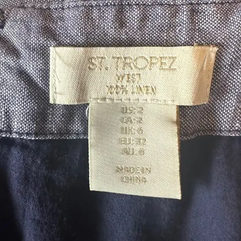 St. Tropez  West Denim Blue Wide‎ Leg Linen Jumpsuit Sz 2