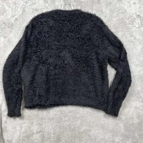 Divided  Sweater Black Furry Super Soft Oversized Crop Sweater Size Medium