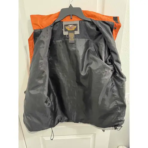 HarleyDavidson Orange Gray HD Logo Snap Button Velcro Tabs Casual Jacket XSmall Size XS