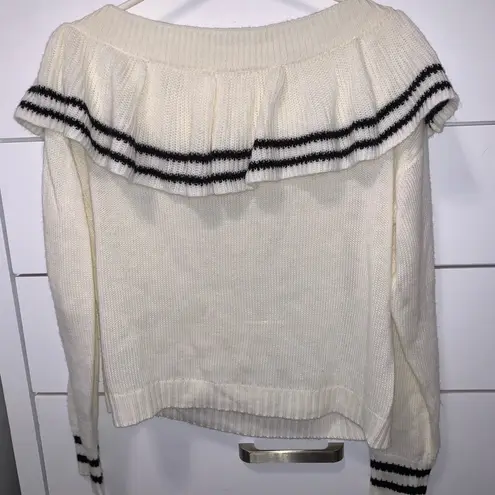 white off the shoulder ruffle sweater Size M