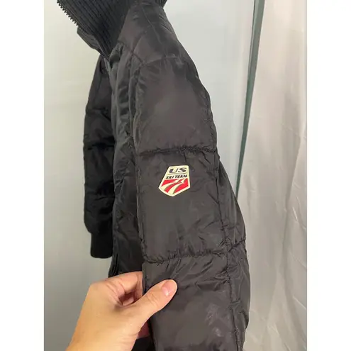 Tommy Jeans Womens Puffer Jacket US Ski Team Large Black Quilted Bomber Coat