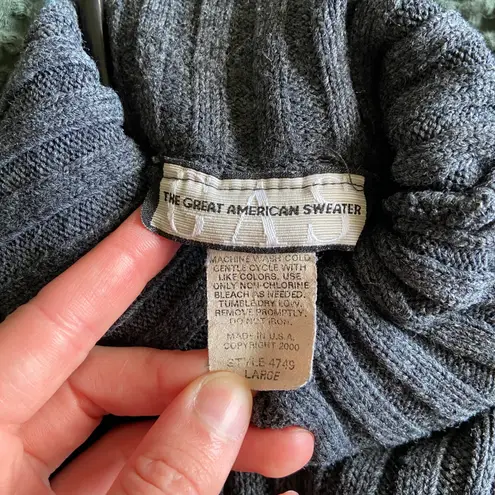 the great american sweater Dark Gray Top Long Sleeve Ribbed Casual Comfy