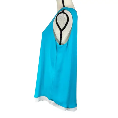 Cremieux Large Tunic Top Sleeveless Lined Rear Zipper Keyhole Neck Lightweight Blue