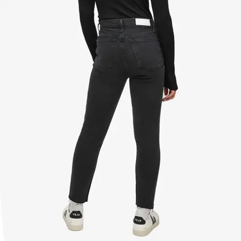 RE/DONE Redone Originals 90's High Rise Ankle Raw Hem Crop Faded Black Jeans 29