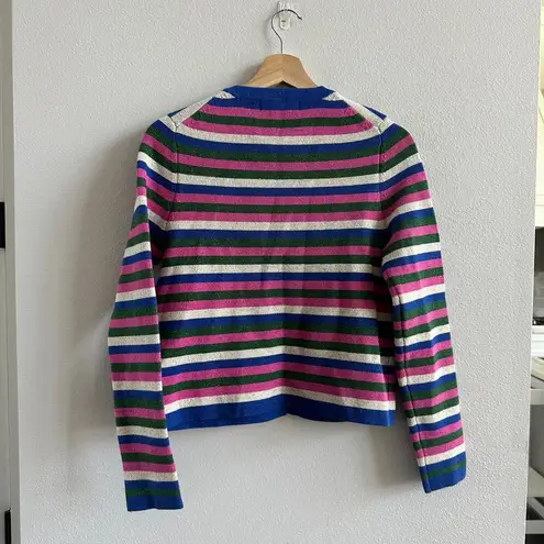 Boden Holly Knitted Jacket Multi Metallic Stripe Size Us 2 Blue