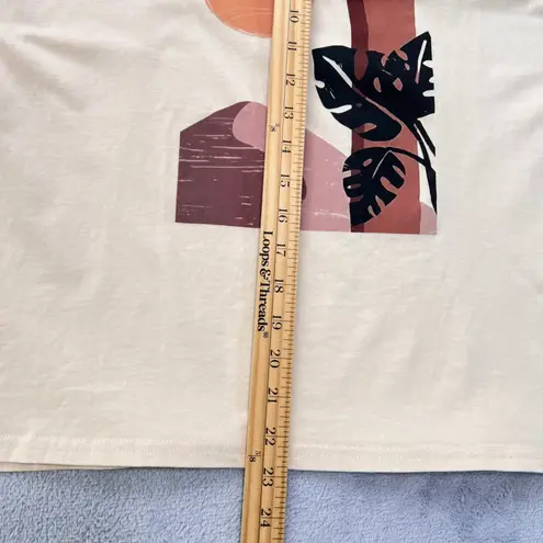 Böhme Graphic Tee Abstract Print Short Sleeve Casual Top Beige Size Small Tan