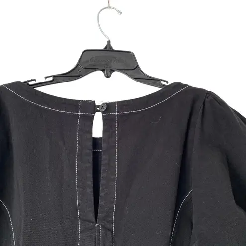 R.G. Kane Helena Black Mini Dress Dramatic Puff Sleeve Fit Flare NWTs size large