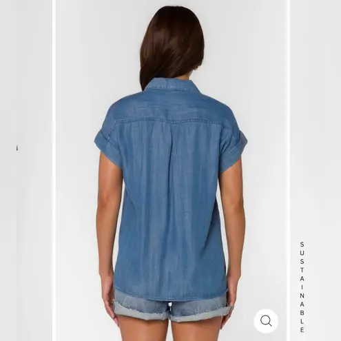 Velvet Heart Edison Shirt Chambray Button Up Short Sleeve Blue Pocket Small New