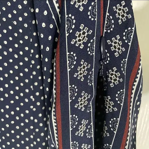 Derek Lam 10 Crosby Silk Slip Dress With Ruffle Skirt Southwest Abstract Print Blue