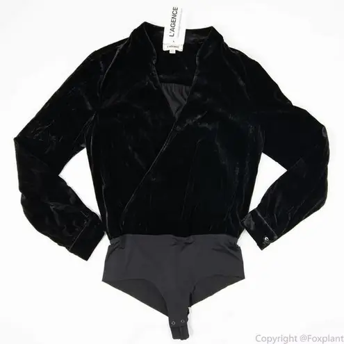 L'Agence NEW Marcella black Velvet Bodysuit, size S/P