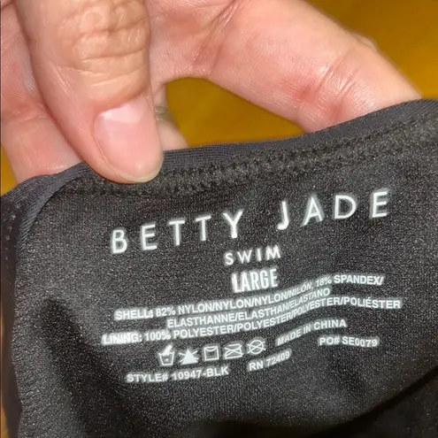 Betty Jade Modern Black Cutout One Piece Swimsuit Size L