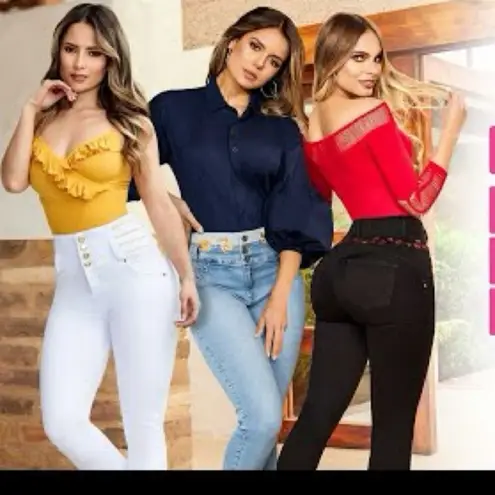 TISSINI Colombian Booty Lifting Jeans Levanta Cola Skinny Jeans Sz 9/10 M/L Black