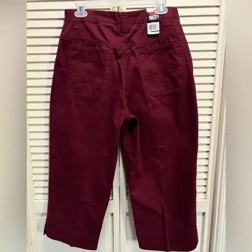 Bill Blass Bill Bass Burgundy Denim Capris Wide Leg High Rise Size 10 NWT