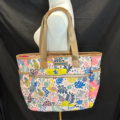 Lily bloom Pink and Blue Floral Tote Bag