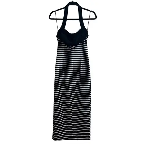 Nicholas NEW NWT Jane Contrast Square Neck Midi Dress In Black & Milk Stripe