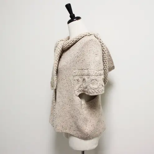 Far Away From Close Oatmeal Beige Knit Hooded Short Sleeve Snap Button Cardigan