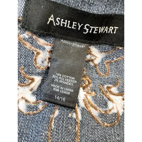 Ashley Stewart Womens Blue Denim Embroidered Vest Size 14/16 SKU 7415