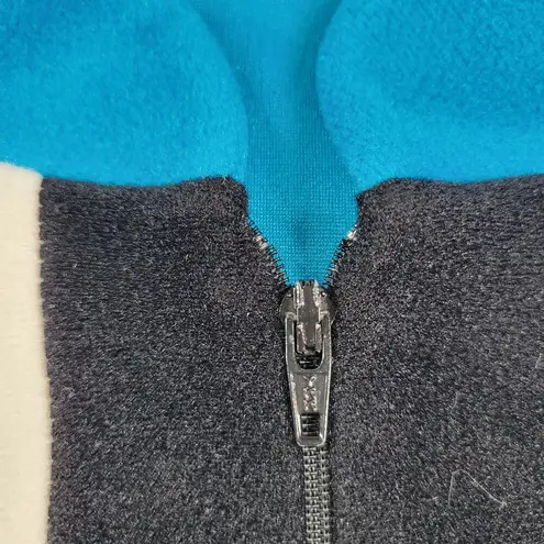 Vanity Fair VTG House Coat Womens 42 Blue Velour Stripe Thick Warm Zip Up Robe