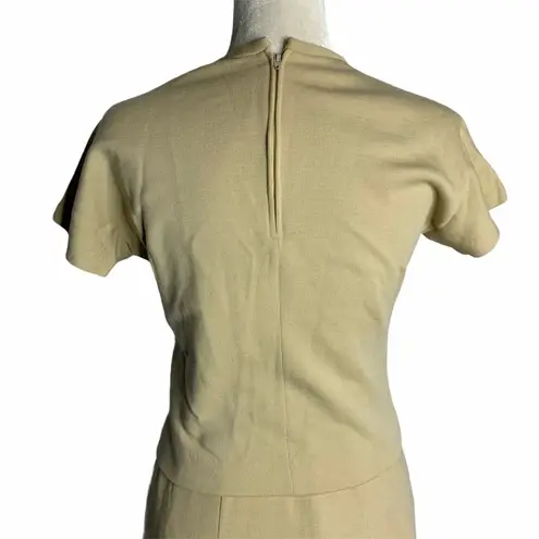 Vintage 50s Beige Knit Wool Skirt & Top Set 36PE