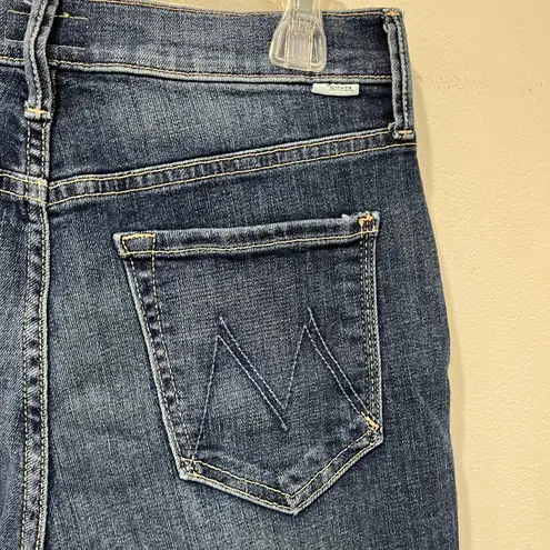 Mother Jeans Cha Cha Fray Girl Crush Crop Flare Raw Hem Designer Denim Sz 29 Blue