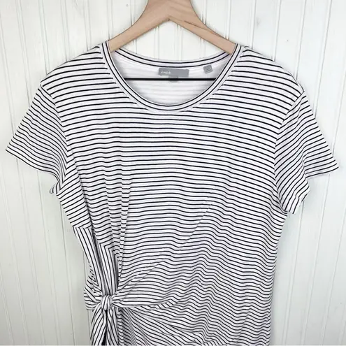 Vince  Side Tie Striped Mini T-shirt Dress Black and White Stripes Size Small