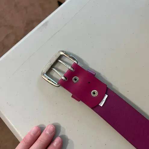 Pink Genuine Made in India Leather Double Silver Buckle Belt Size Medium