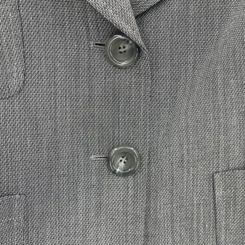 Lafayette 148 Virgin Wool Pin Check Womens Blazer Sz 16 Academia Preppy 2 Button Gray