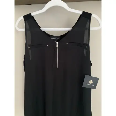 Fortune + Ivy - Lighton Zip Detail Mixed Material Blouse - New!