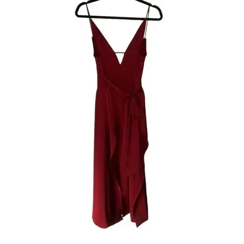 AMYLYNN Backless Satin Dress Jolie Satin Slip Dress in Burgundy Size Small Red